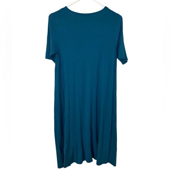 Eileen Fisher Teal Viscose Jersey Stretch Dress - Picture 2 of 6